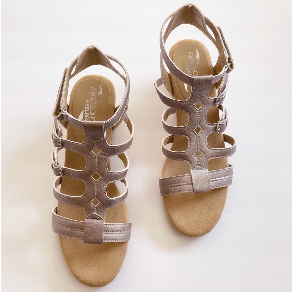Aerosoles Metallic Gladiator Wedge Sandals